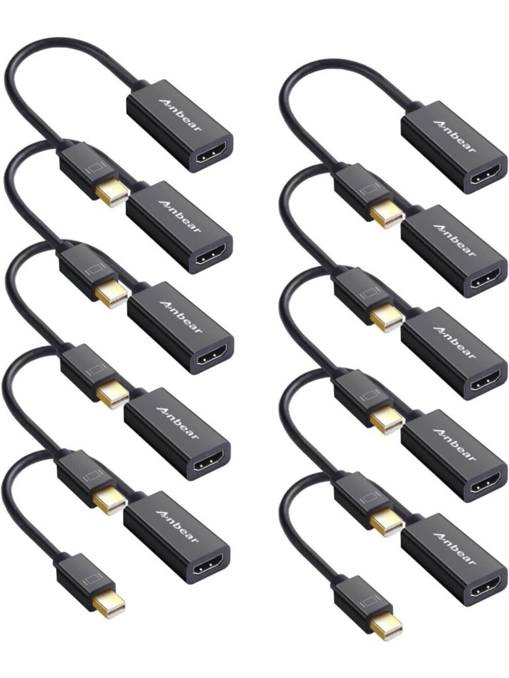 10-Pack Mini DisplayPort to HDMI Adapter, Gold-Plated Thunderbolt Cable for Mac